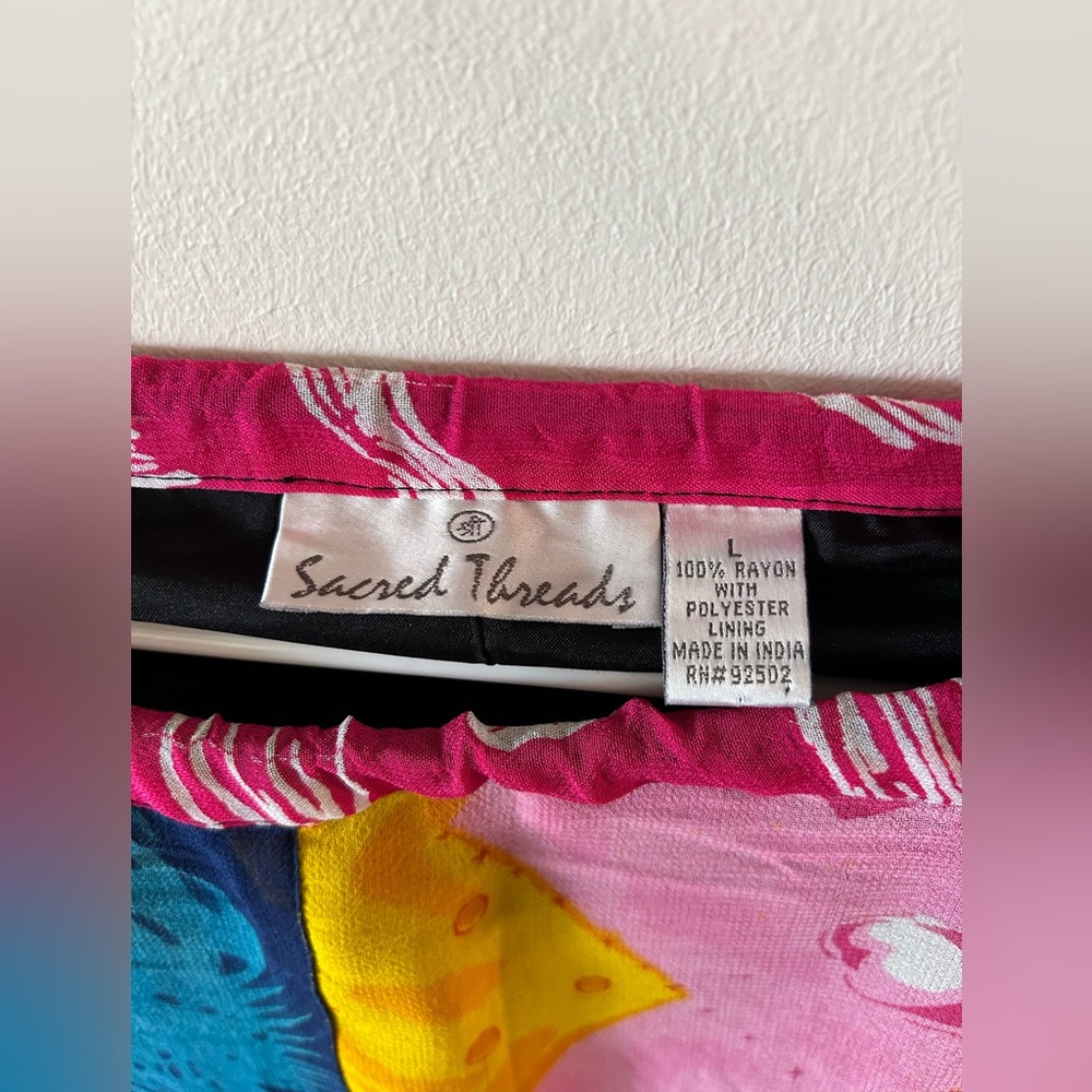 Sacred Threads Patchwork Midi Skirt L - image 7